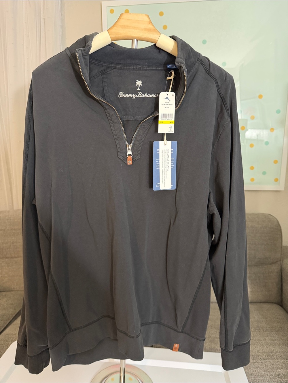 Tommy Bahama Charcoal Gray Quarter-Zip Pullover